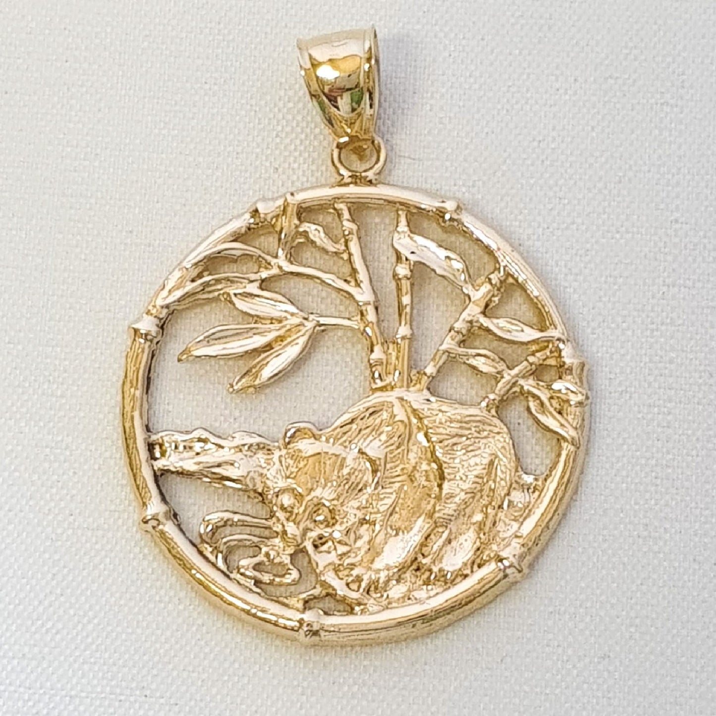 14K Yellow Gold Racoon Large Pendant