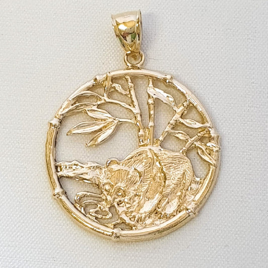 14K Yellow Gold Racoon Large Pendant