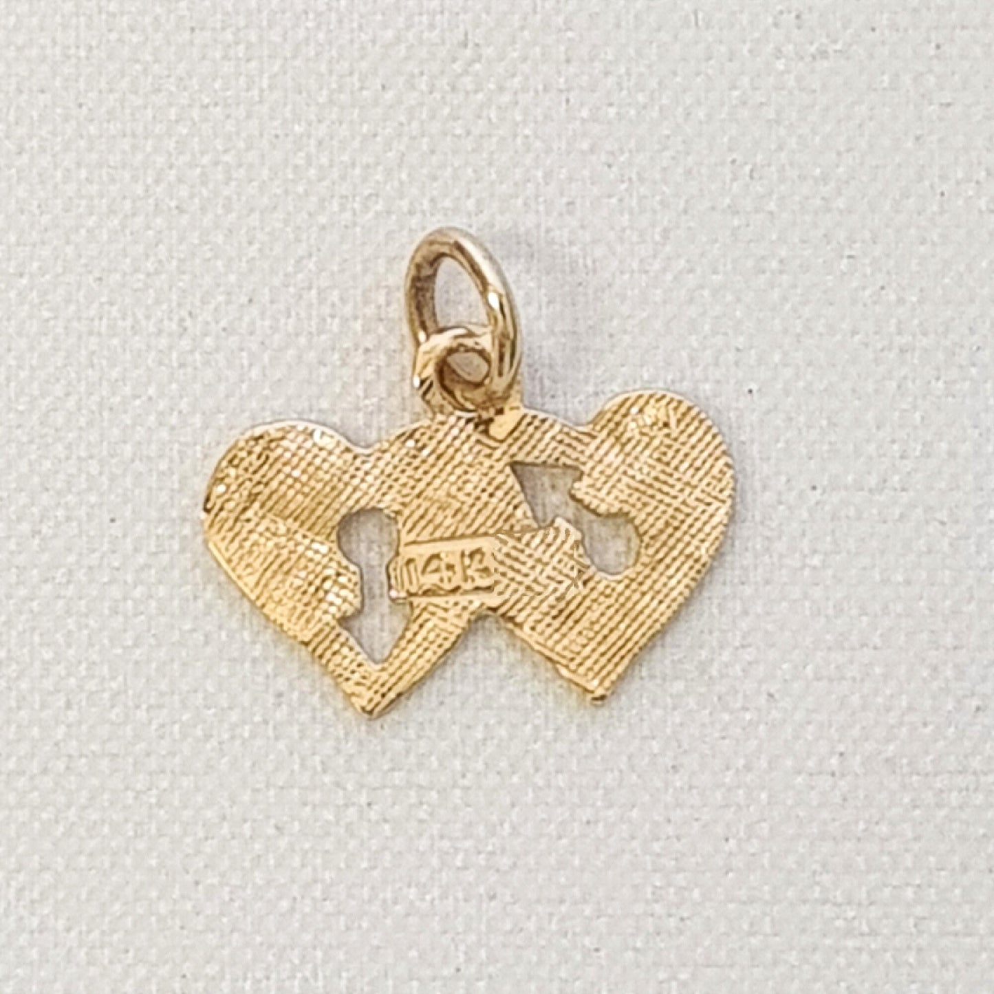 Small 14K Yellow Gold Double Heart Charm Pendant