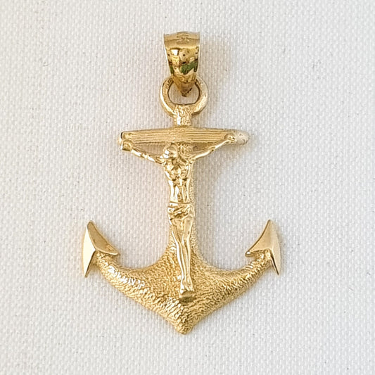 14K Yellow Gold Mariners Crucifix Cross Pendant