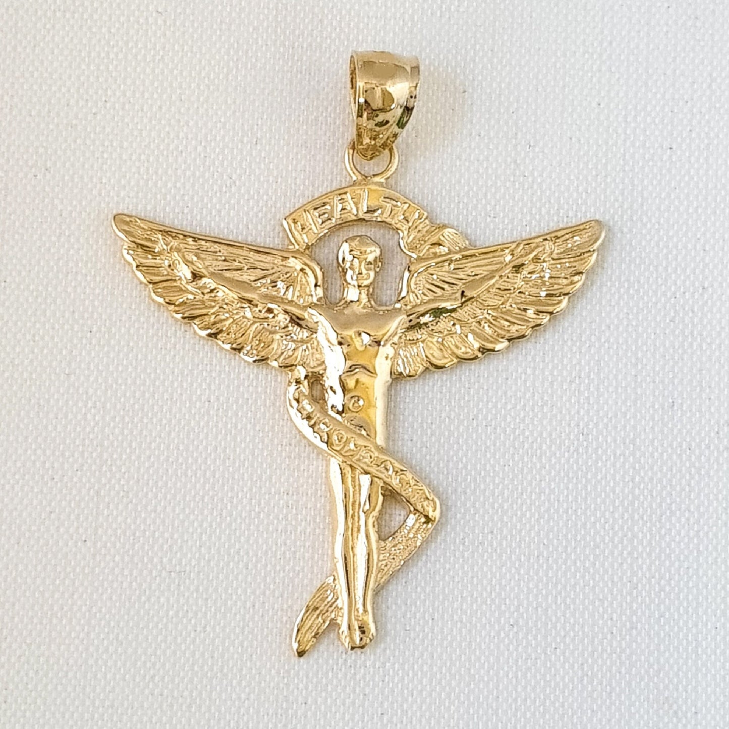 14K Yellow Gold Chiropractic Caduceus Medical Pendant