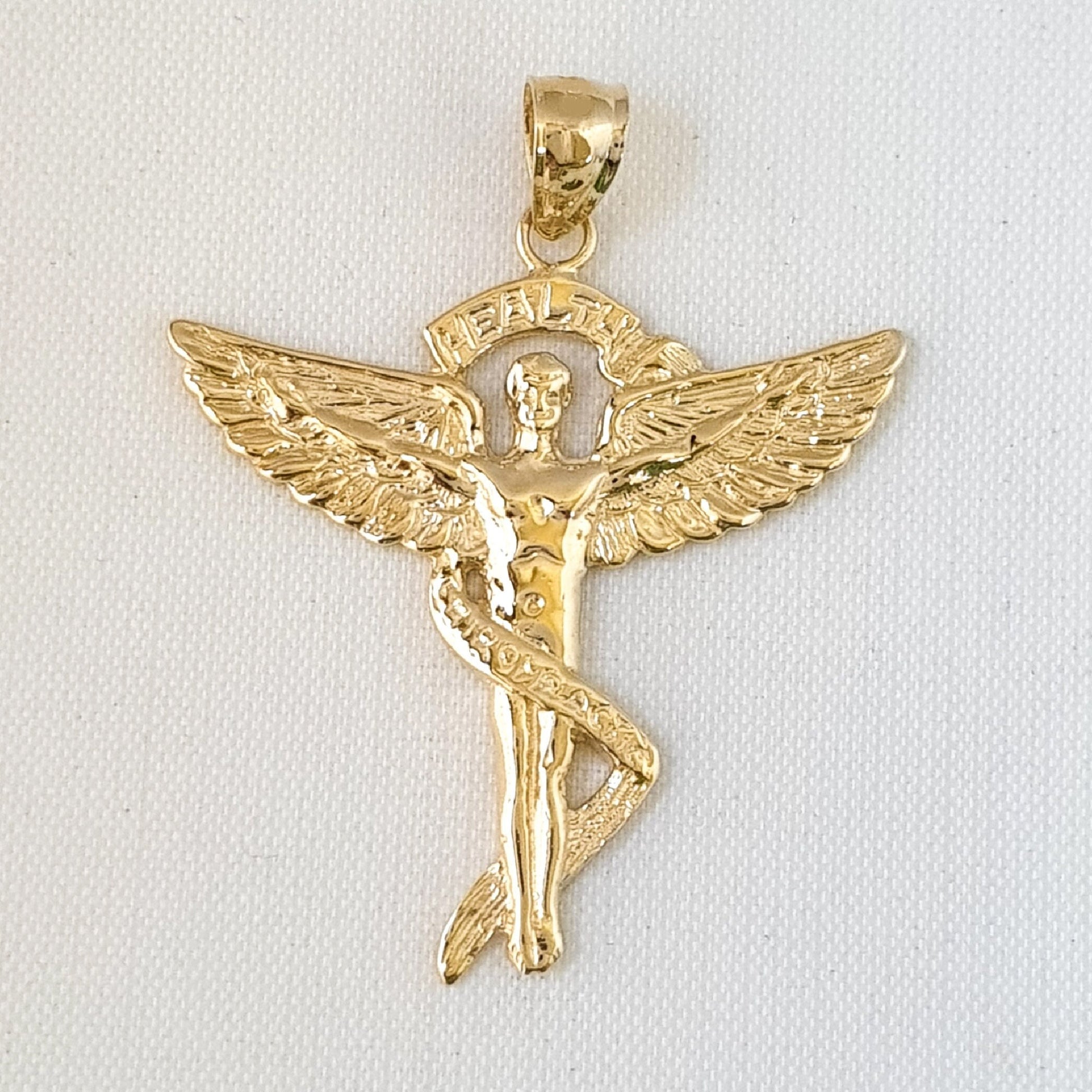 14K Yellow Gold Chiropractic Caduceus Medical Pendant