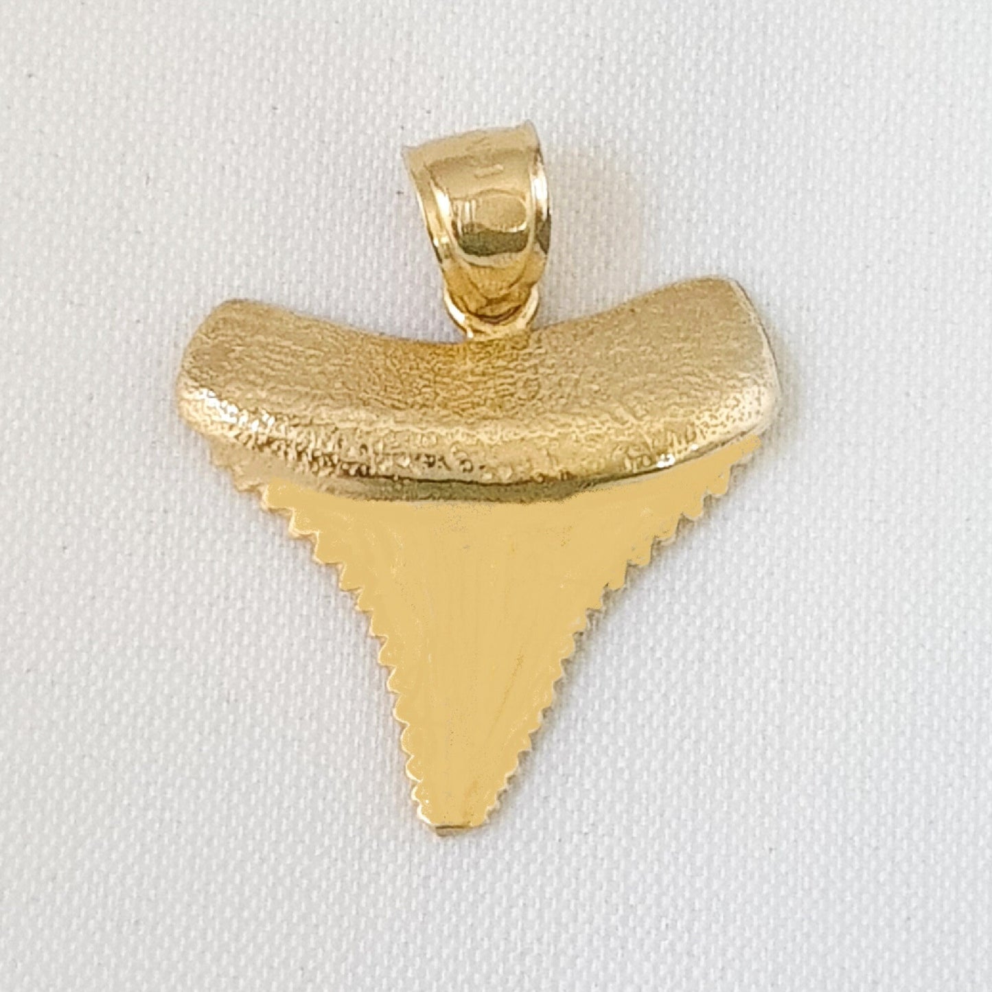 14K Yellow Gold Serrated Shark Tooth Pendant