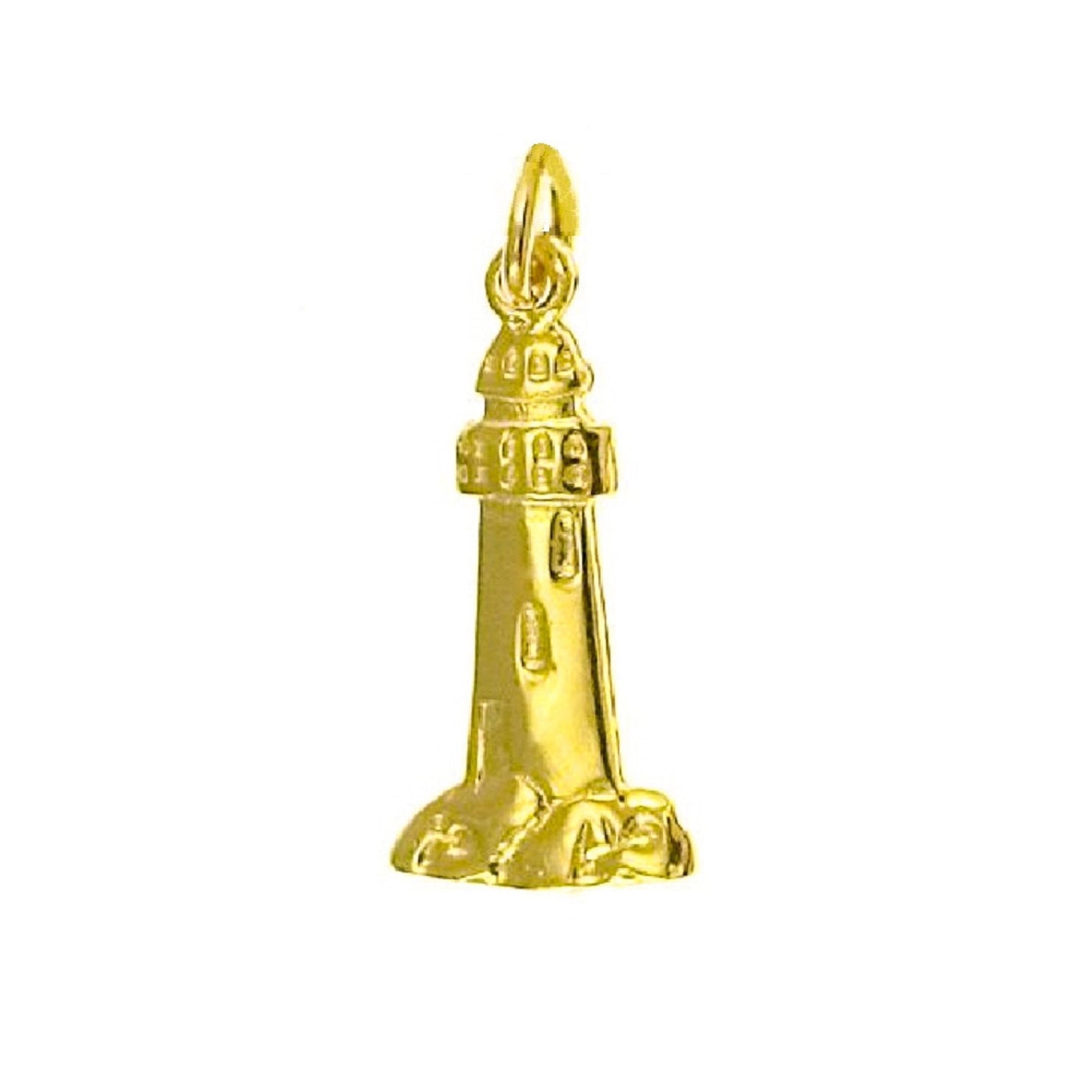 14K Yellow Gold Lighthouse Charm Pendant