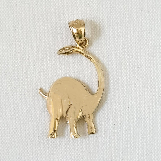 14K Yellow Gold Brontosaurus Dinosaur Pendant