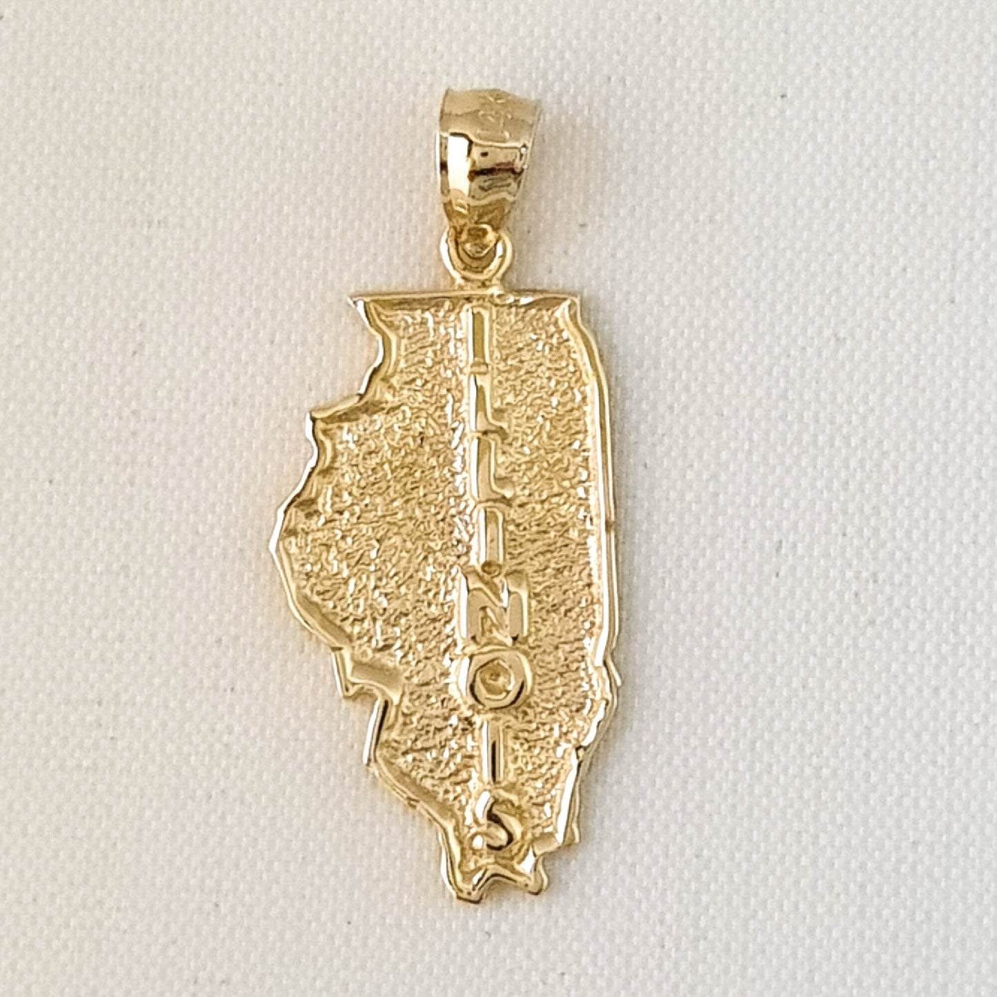 14K Yellow Gold Illinois State Map Pendant