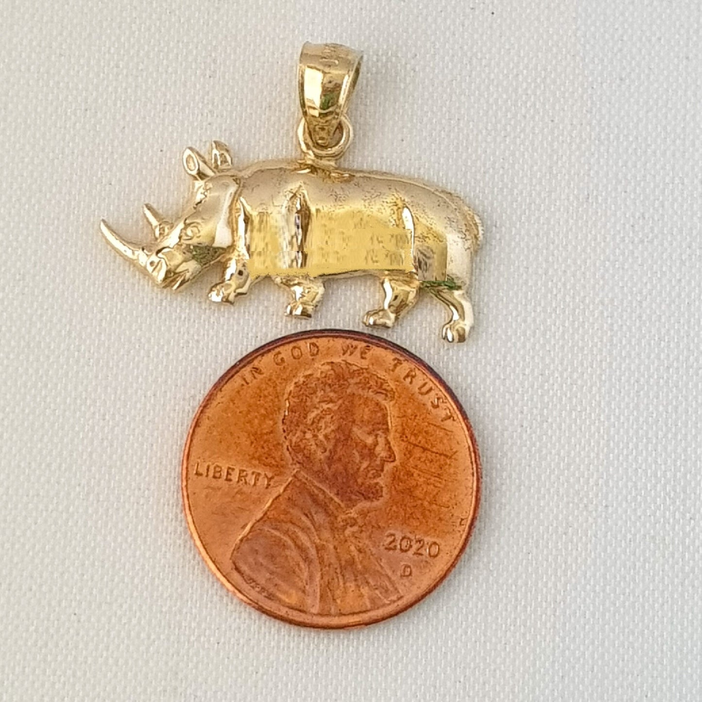 14K Yellow Gold Rhinoceros Pendant
