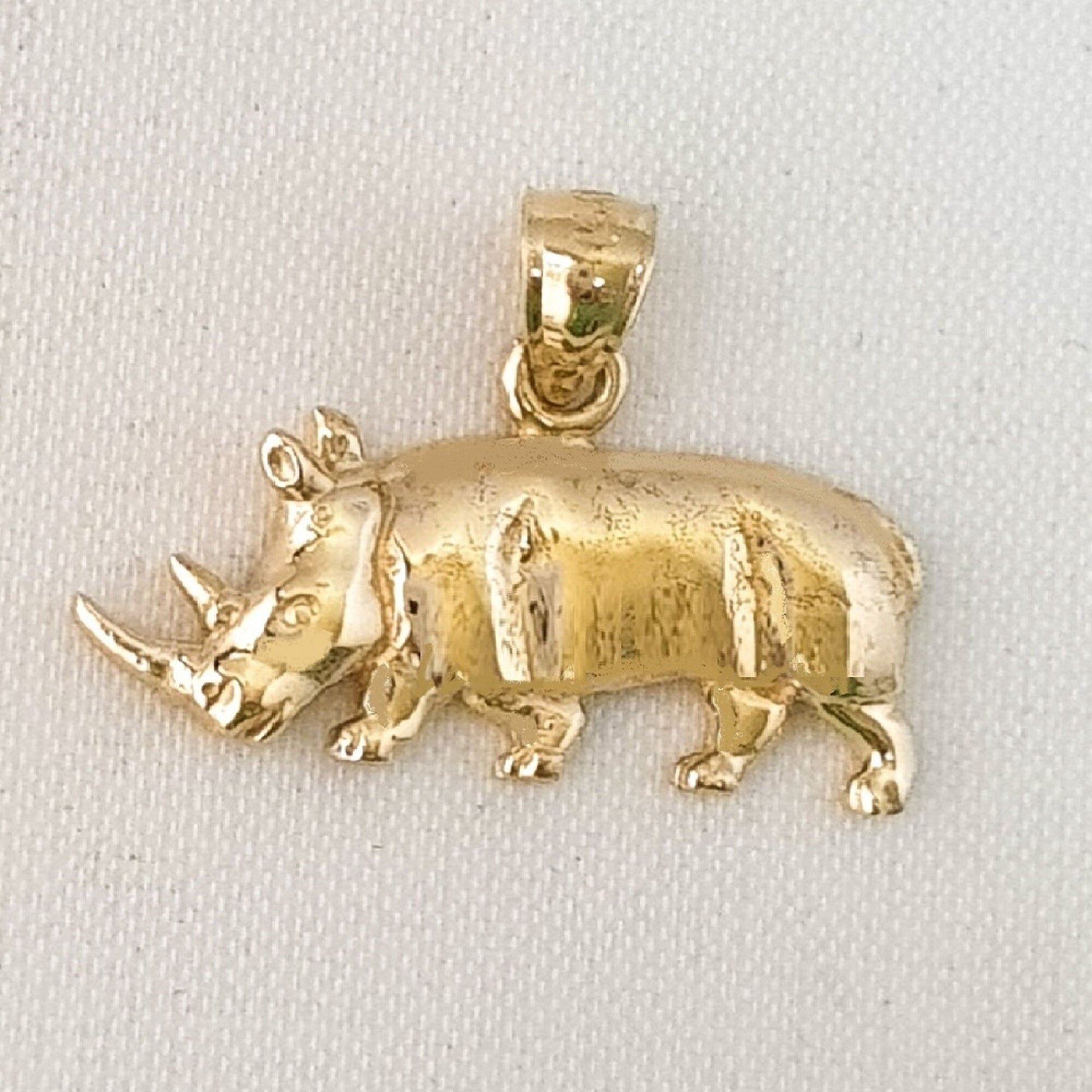 14K Yellow Gold Rhinoceros Pendant