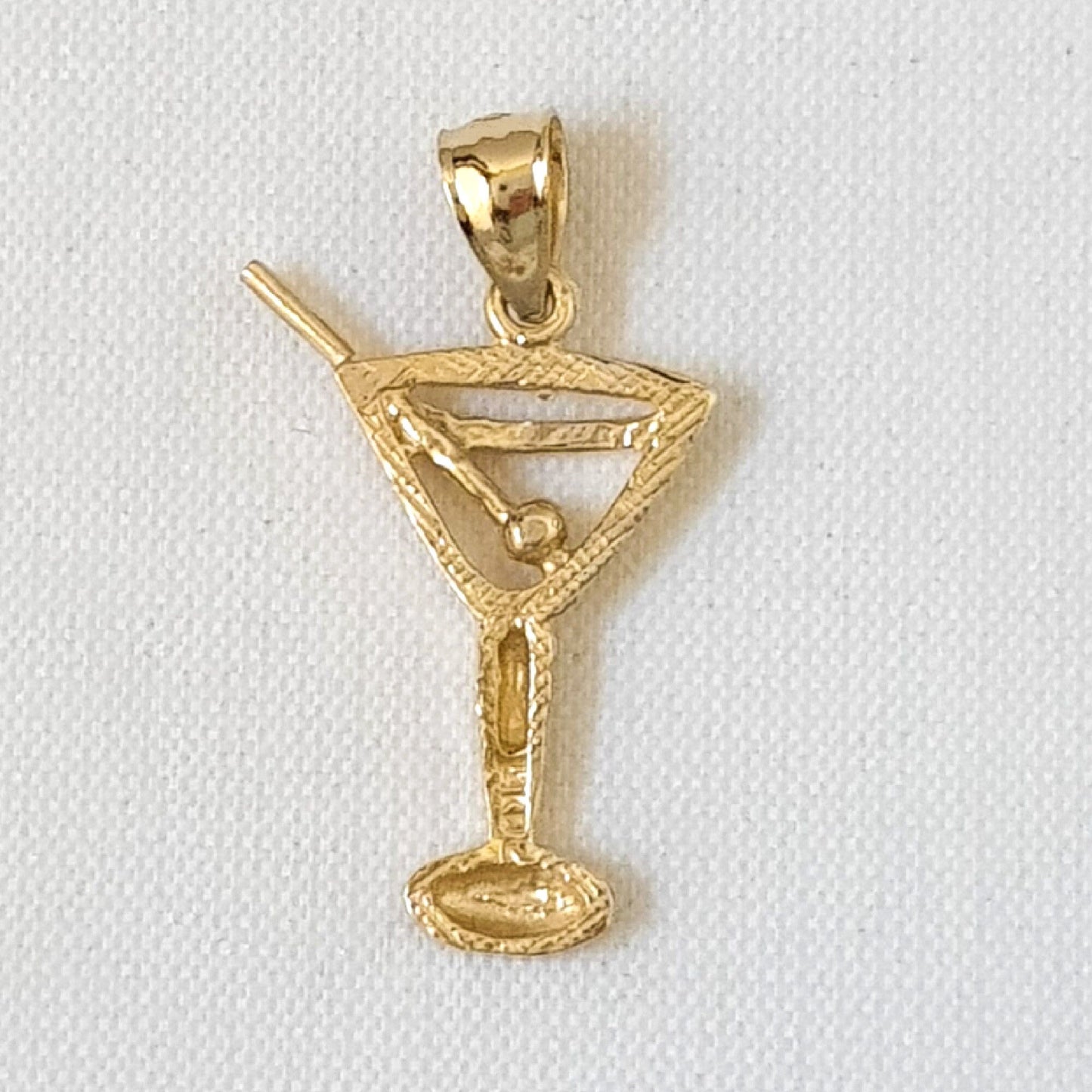14K Yellow Gold Martini Glass Pendant