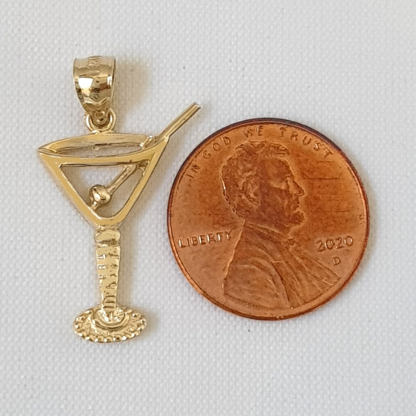 14K Yellow Gold Martini Glass Pendant