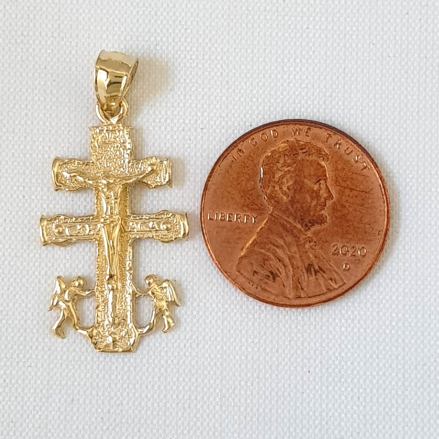 14K Yellow Gold Caravaca Cross Pendant