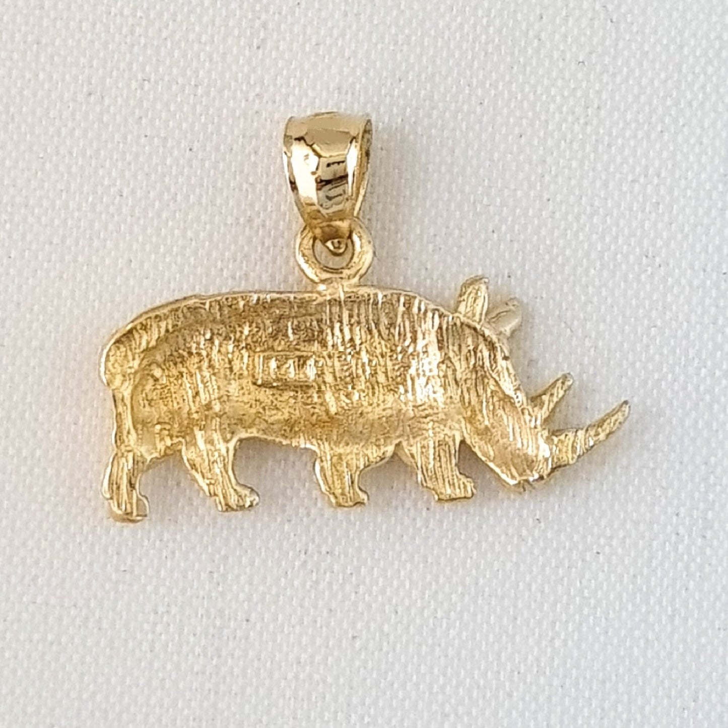 14K Yellow Gold Rhinoceros Pendant