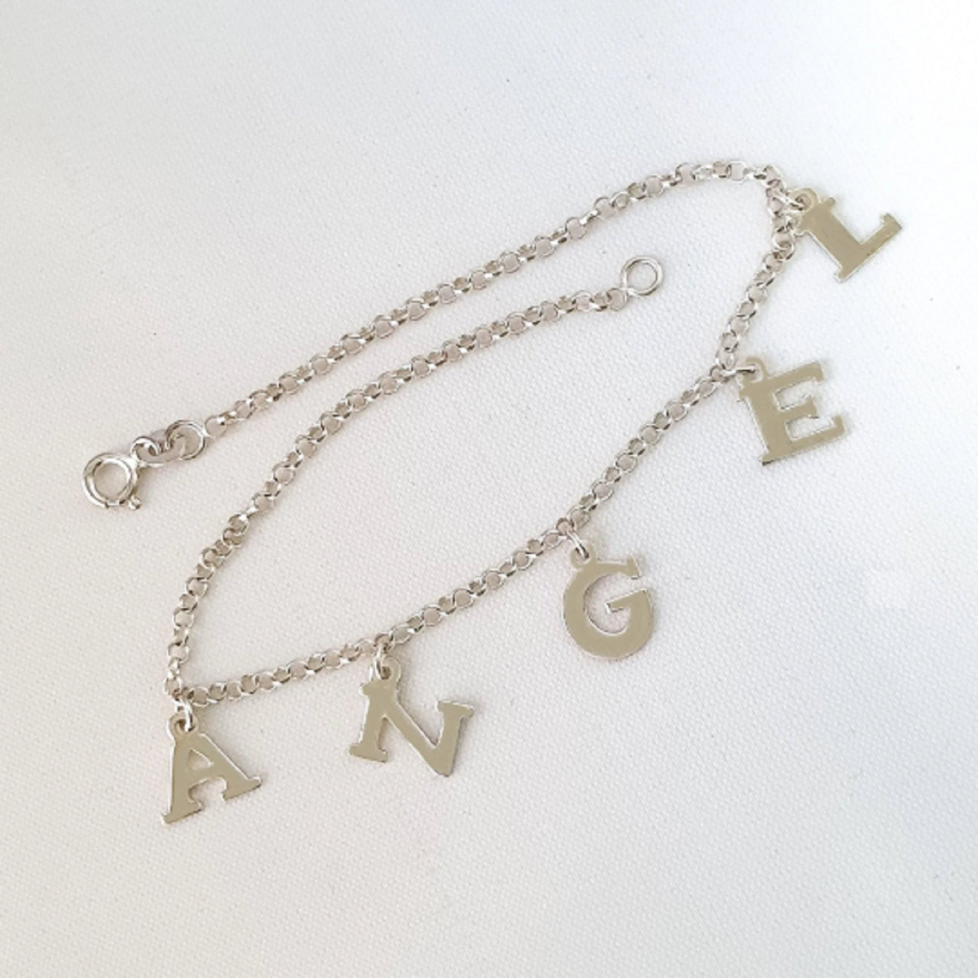 925 Sterling Silver Dangling ANGEL Link Chain Anklet Bracelet