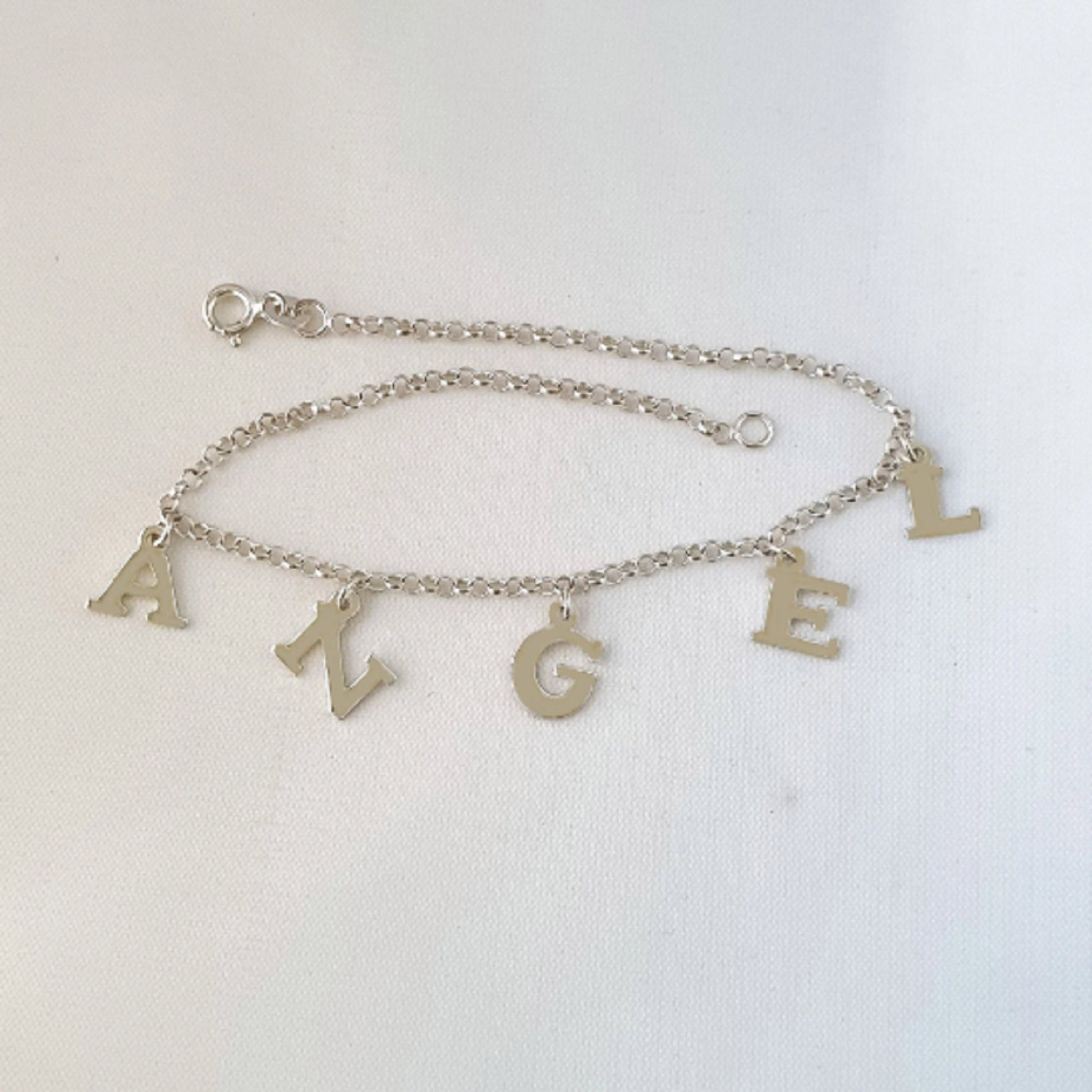 925 Sterling Silver Dangling ANGEL Link Chain Anklet Bracelet