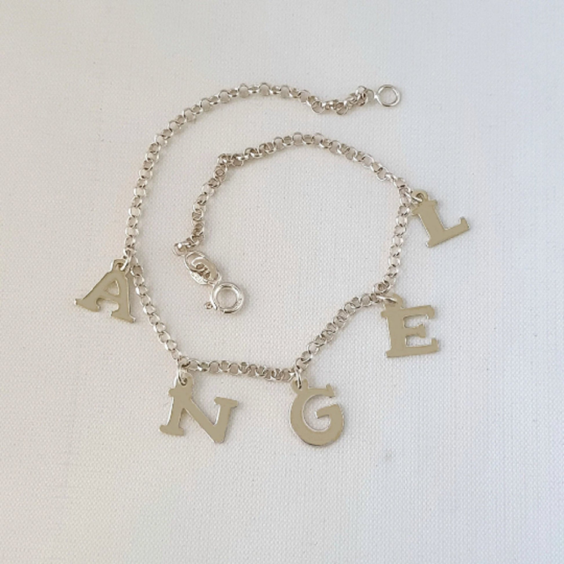 925 Sterling Silver Dangling ANGEL Link Chain Anklet Bracelet