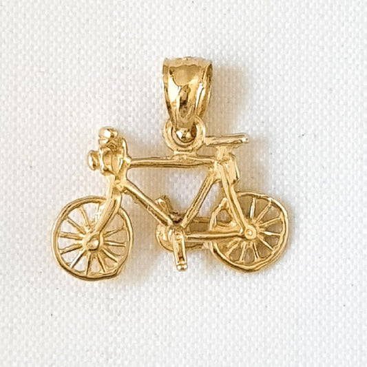 14K Yellow Gold Bicycle 3D (3Dimensional) Pendant