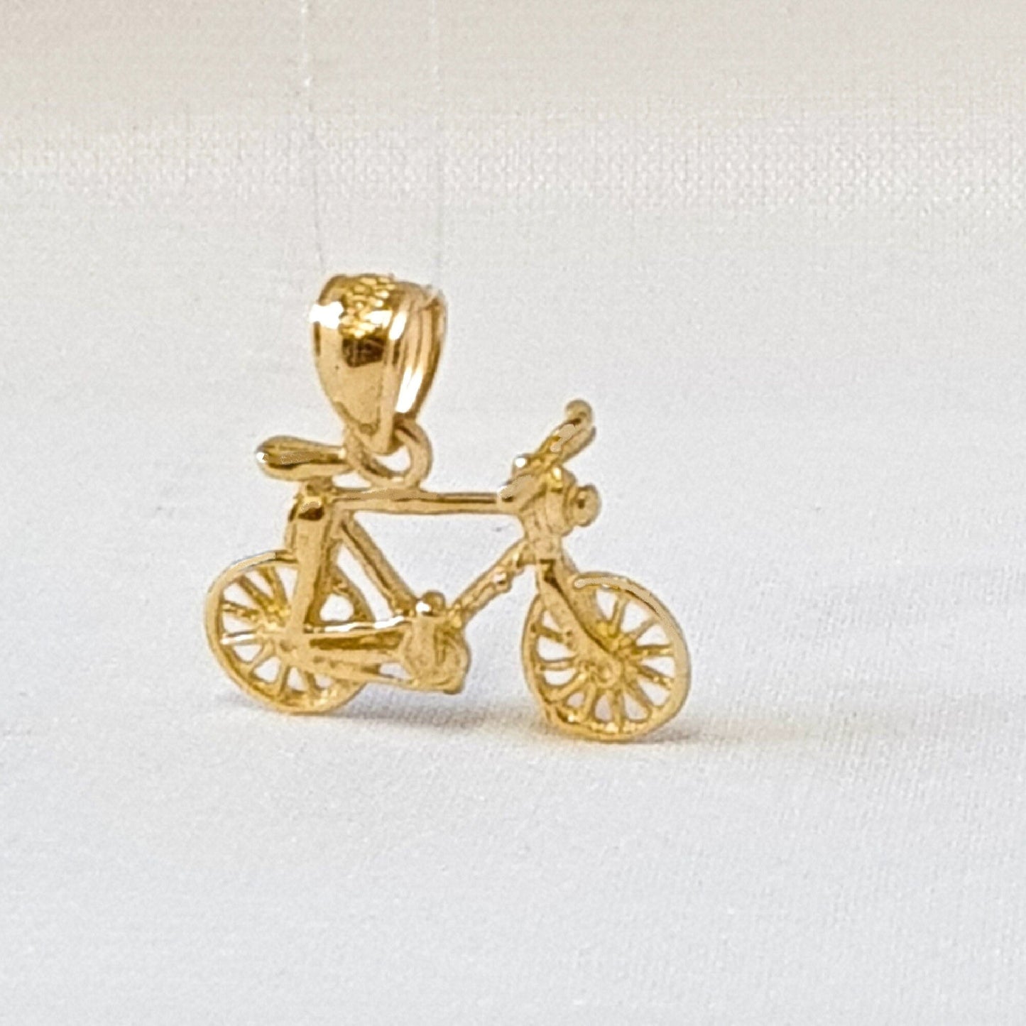 14K Yellow Gold Bicycle 3D (3Dimensional) Pendant