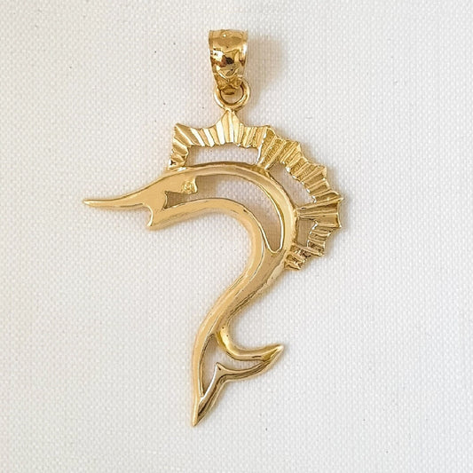 14K Yellow Gold Sailfish Marlin Pendant