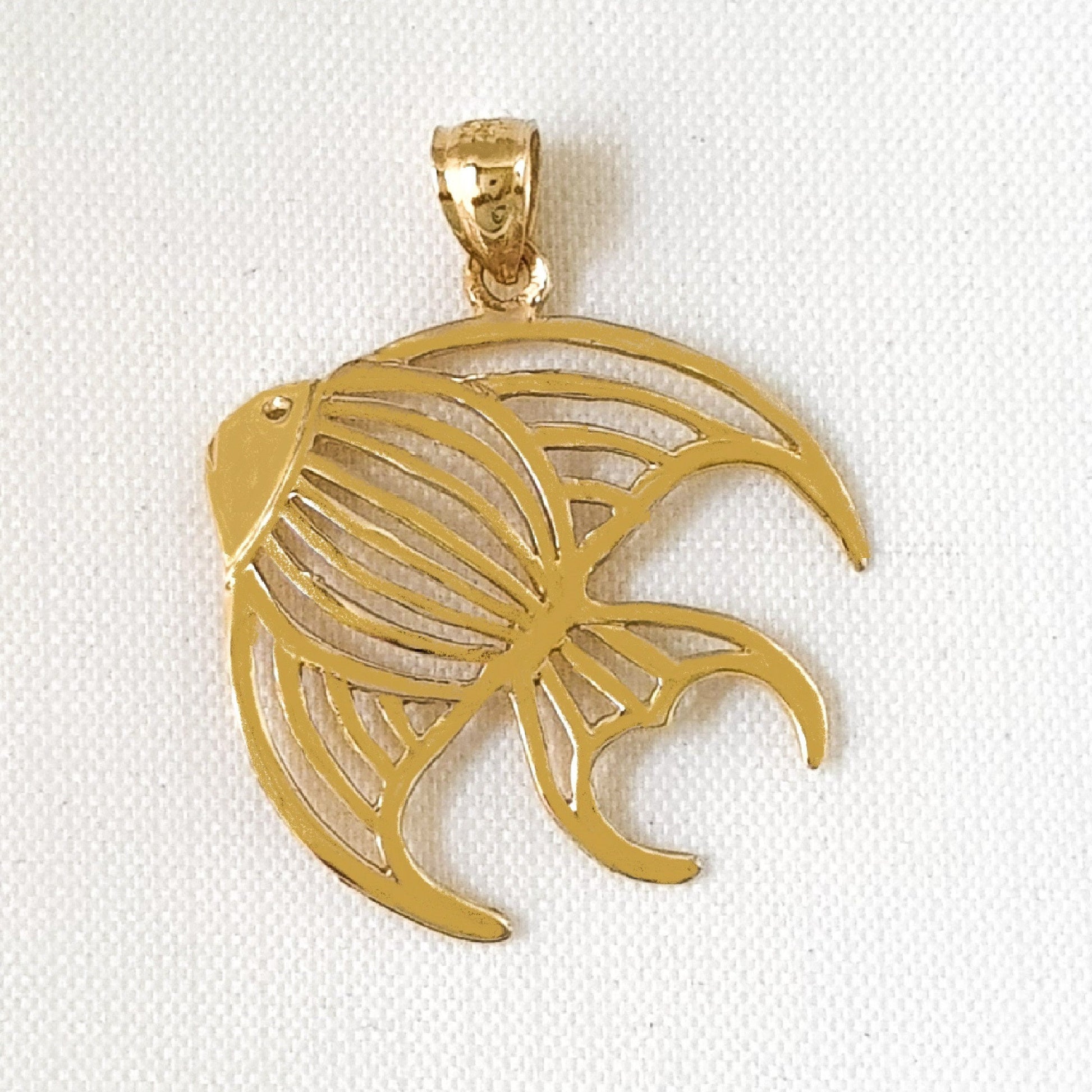14K Yellow Gold Angelfish Pendant