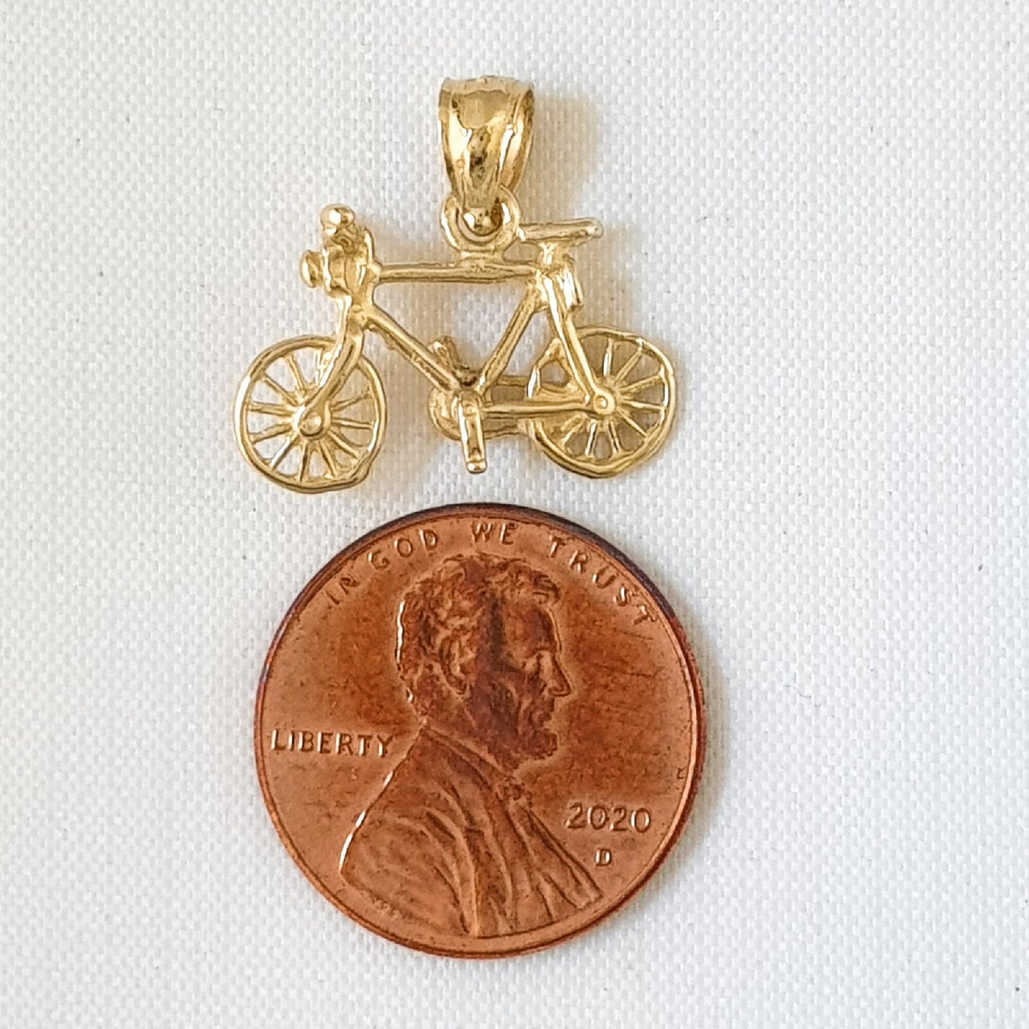 14K Yellow Gold Bicycle 3D (3Dimensional) Pendant