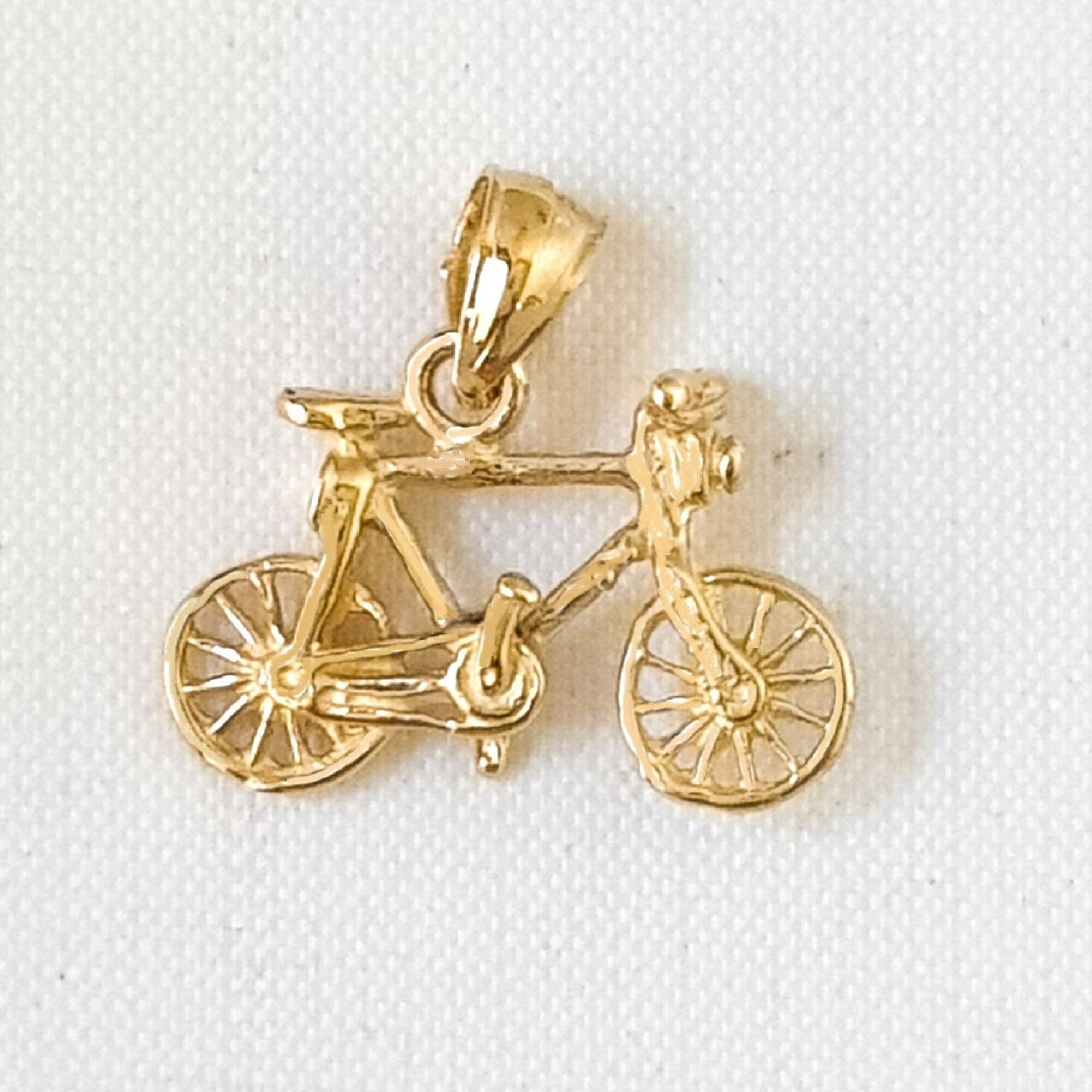14K Yellow Gold Bicycle 3D (3Dimensional) Pendant