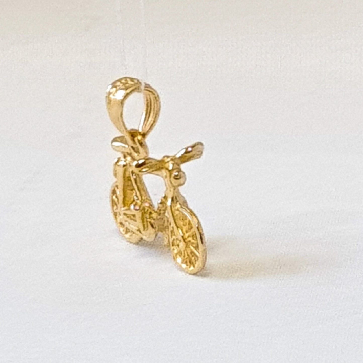 14K Yellow Gold Bicycle 3D (3Dimensional) Pendant