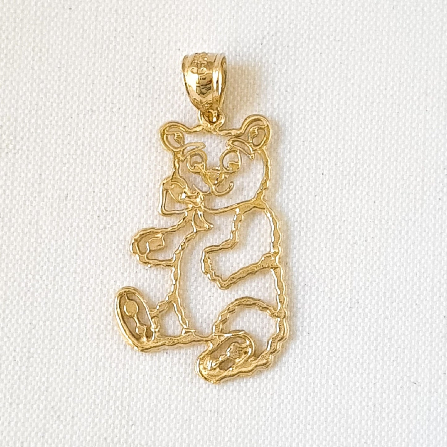 14K Yellow Gold Teddy Bear Pendant