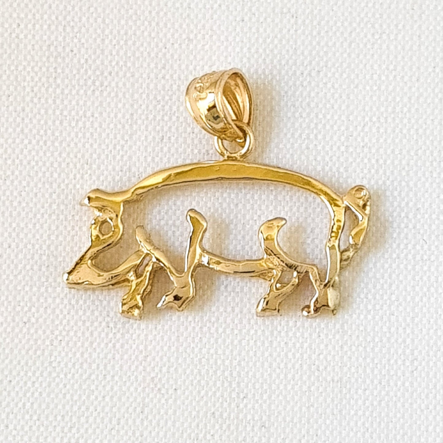 14K Yellow Gold Cut-out Pig Pendant