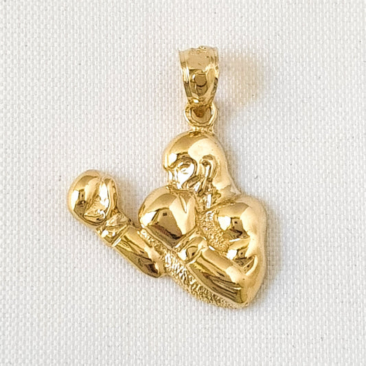 14K Yellow Gold Boxing Boxer Pendant
