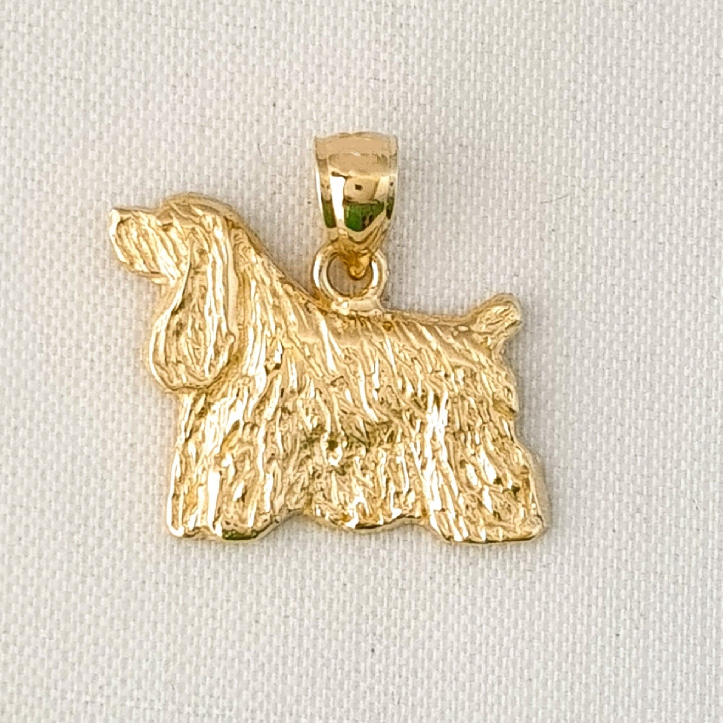 14K Yellow Gold Cocker Spaniel Dog Pendant