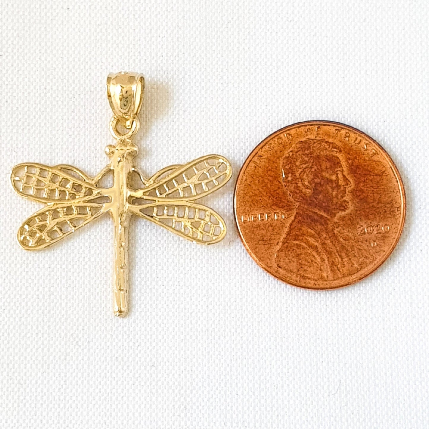 14K Yellow Gold Dragonfly Pendant