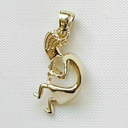 14K Yellow Gold Kokopelli 3D (3 Dimensional) Solid Pendant