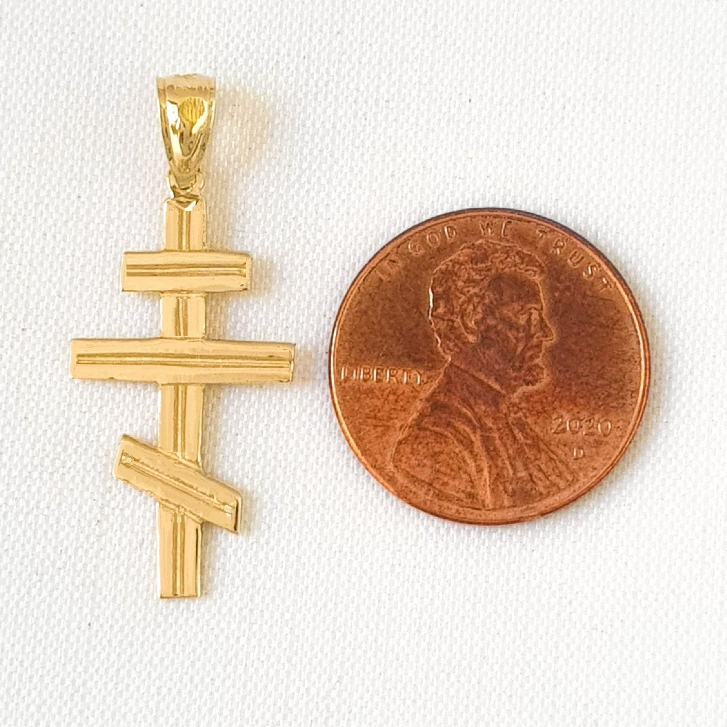 14K Yellow Gold Eastern Orthodox Cross Pendant