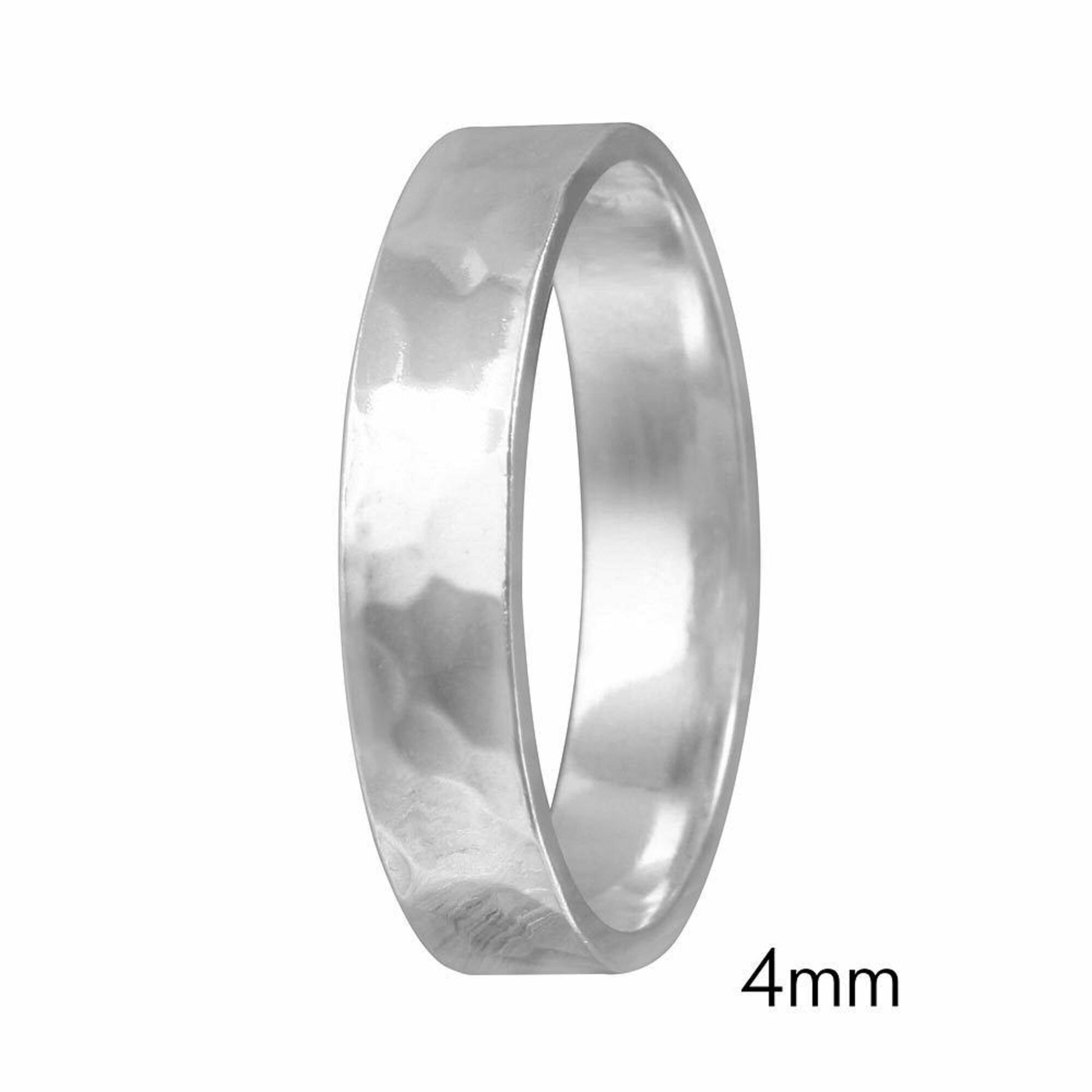 4mm, 6mm, 8mm Sterling Silver Hand Hammered FLAT Wedding Band Ring