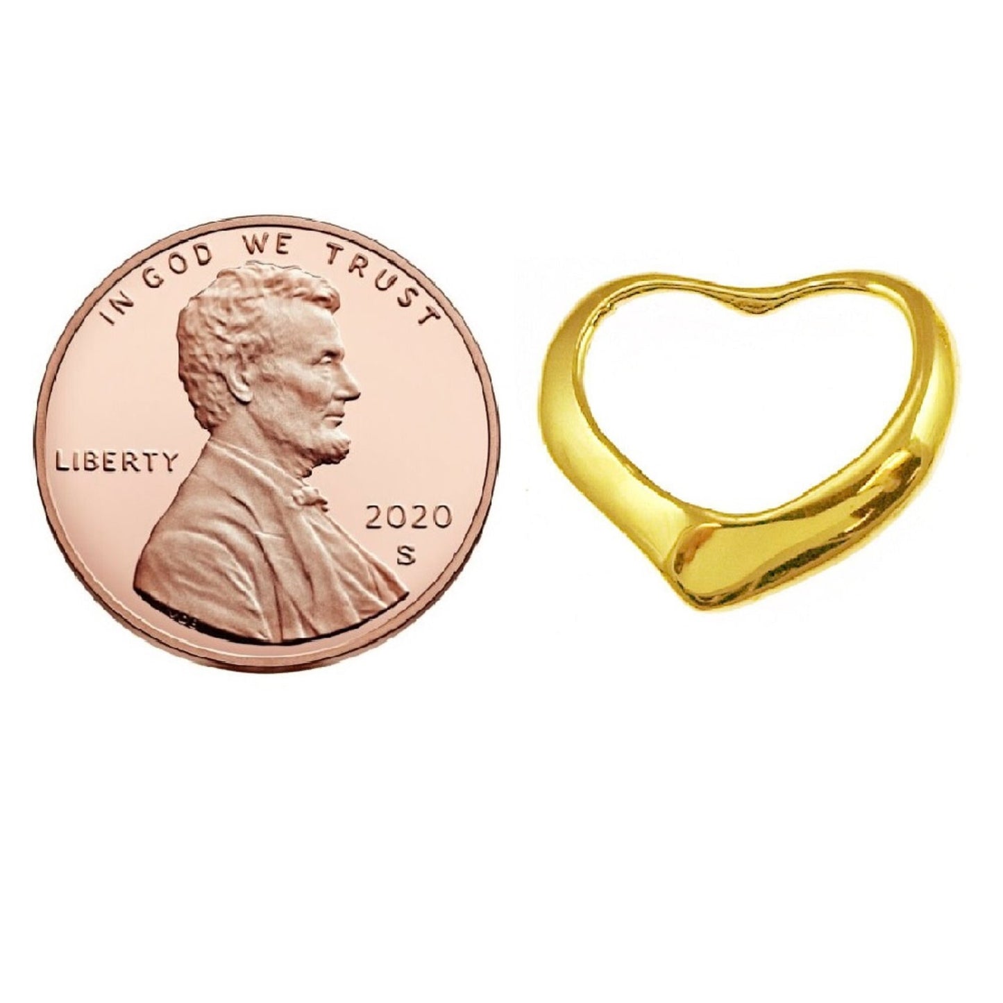 14K Yellow Gold Floating Heart Pendant