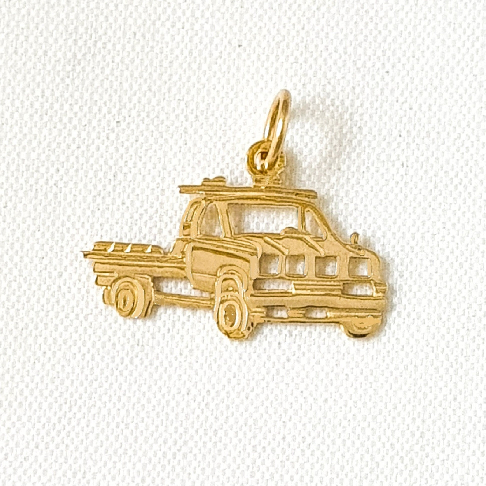 14K Yellow Gold Pickup Truck Charm Pendant