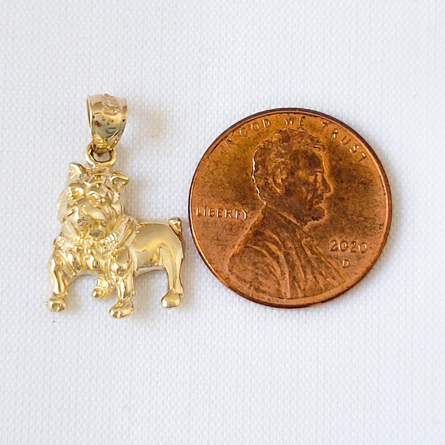 14K Yellow Gold Bulldog Pendant