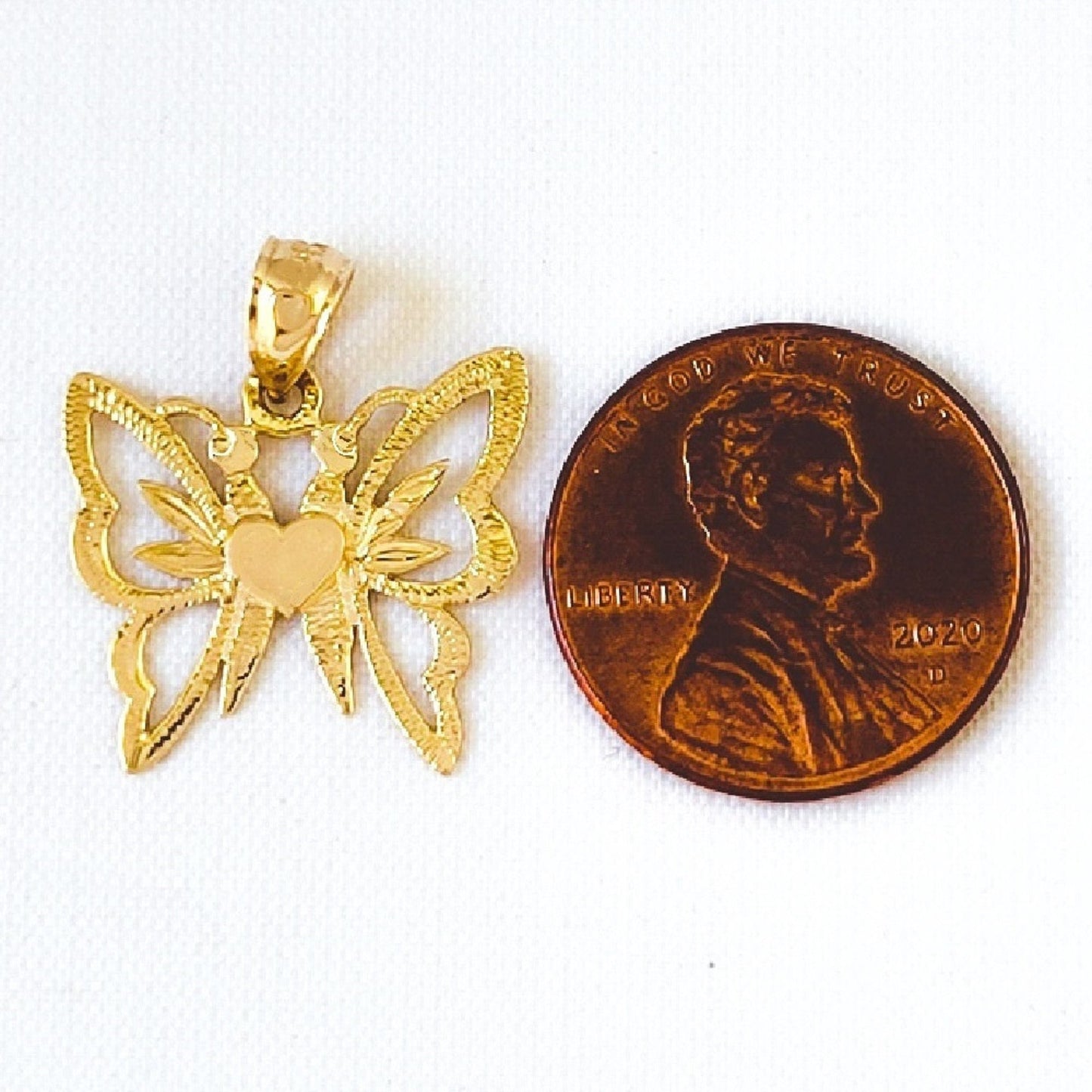 14K Yellow Gold Butterfly Pendant