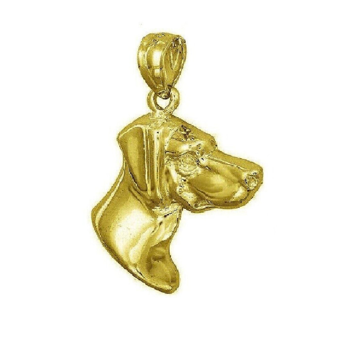 14K Yellow Gold Dachshund Dog Head Pendant