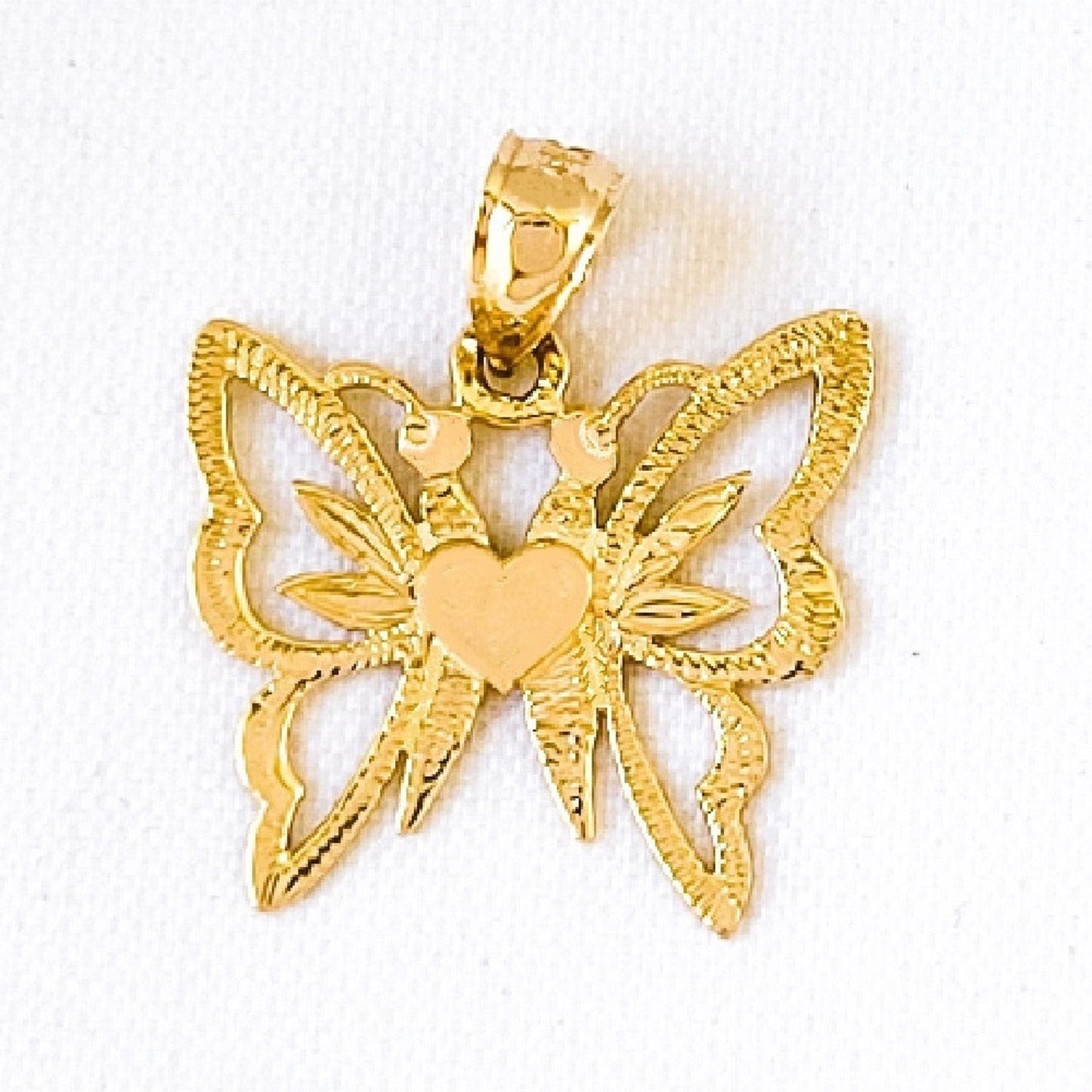 14K Yellow Gold Butterfly Pendant