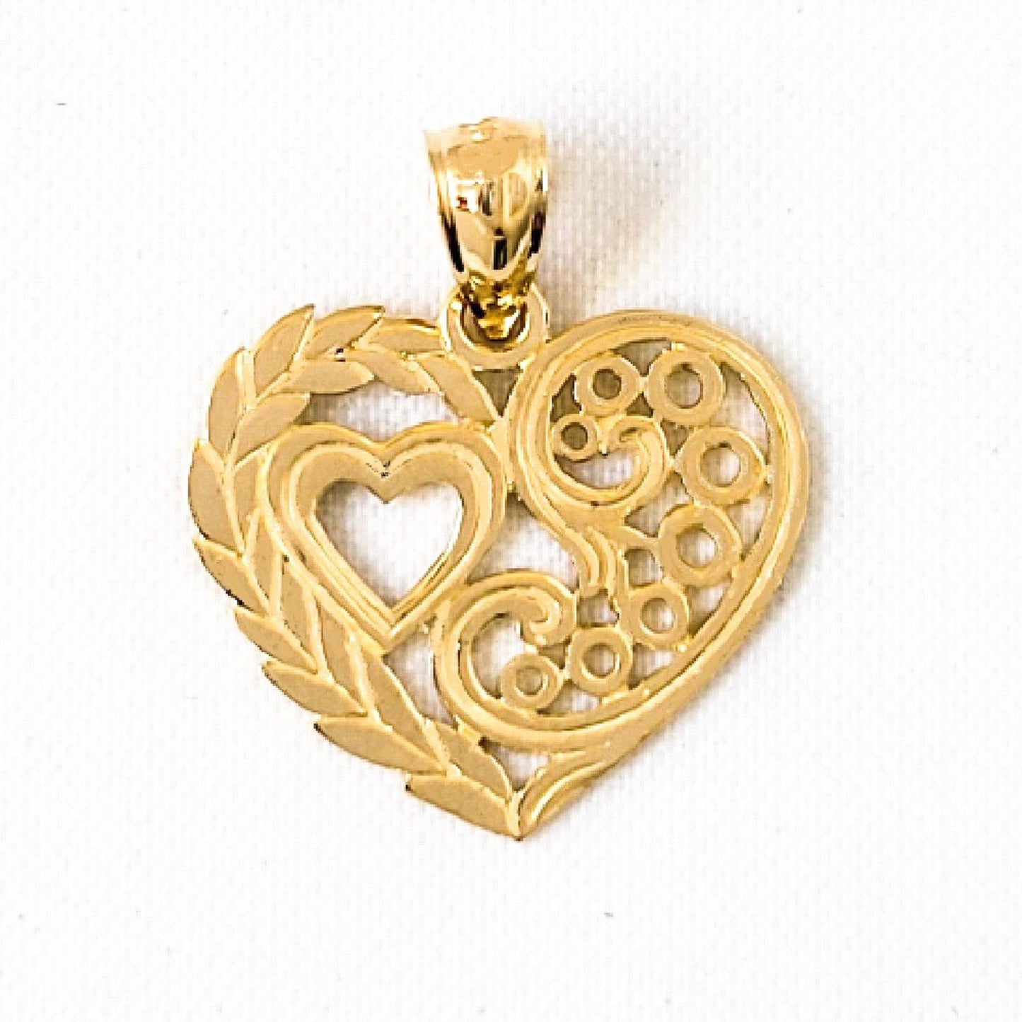 14k Yellow Gold Filigree Heart Pendant