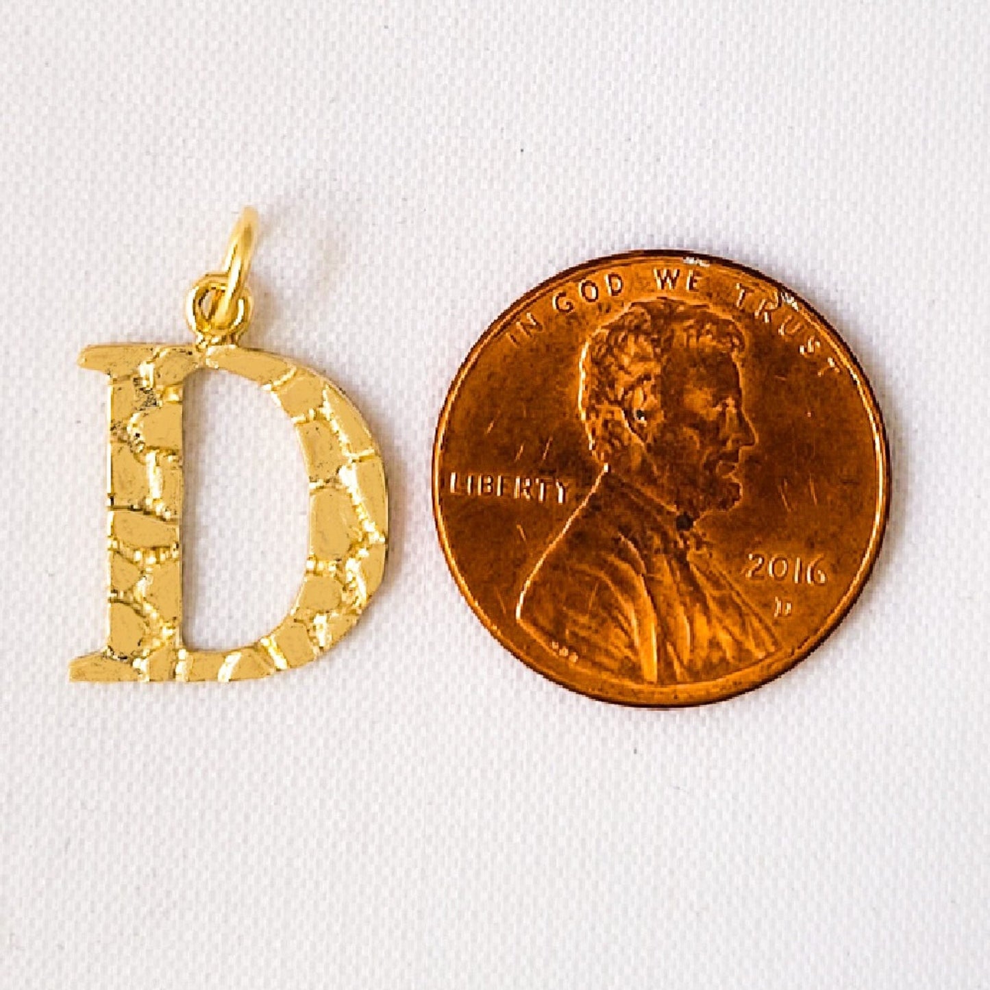 A to Z Any Any One 14K Yellow Gold Nugget Finish Letter Pendant Charm