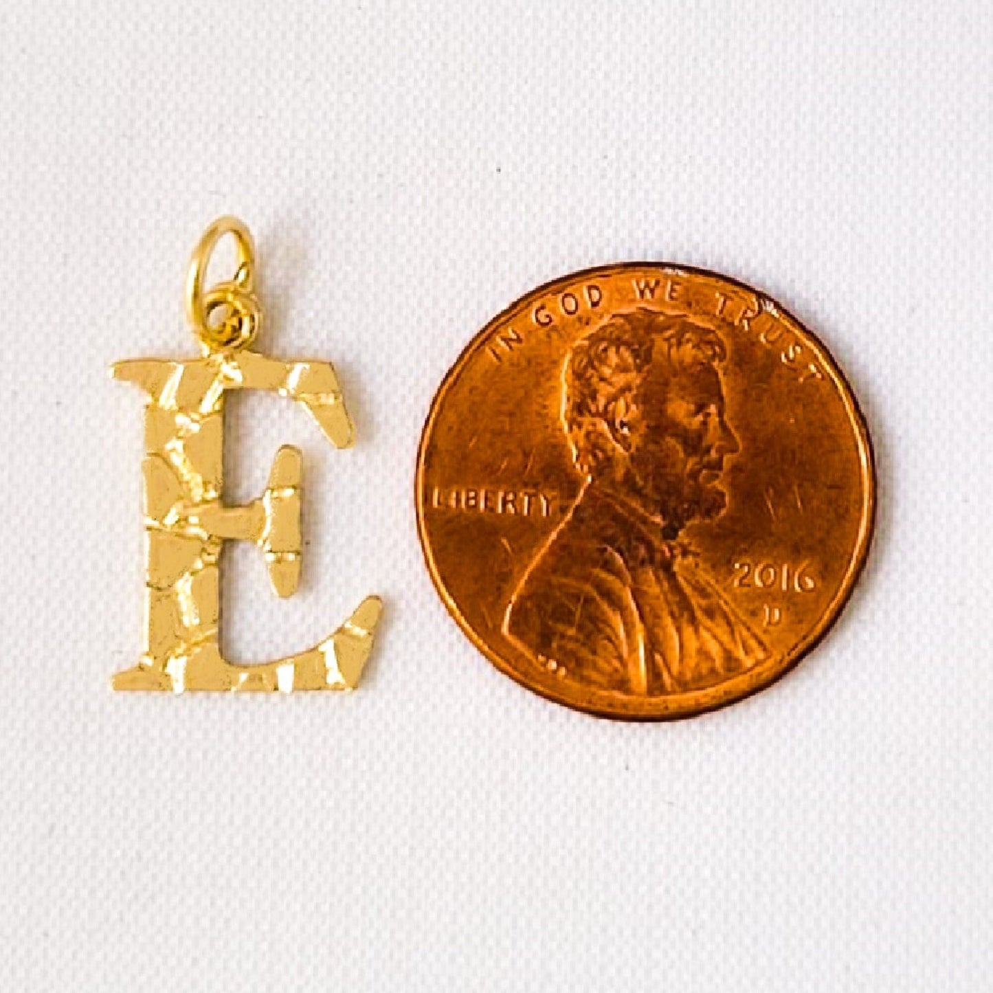A to Z Any Any One 14K Yellow Gold Nugget Finish Letter Pendant Charm