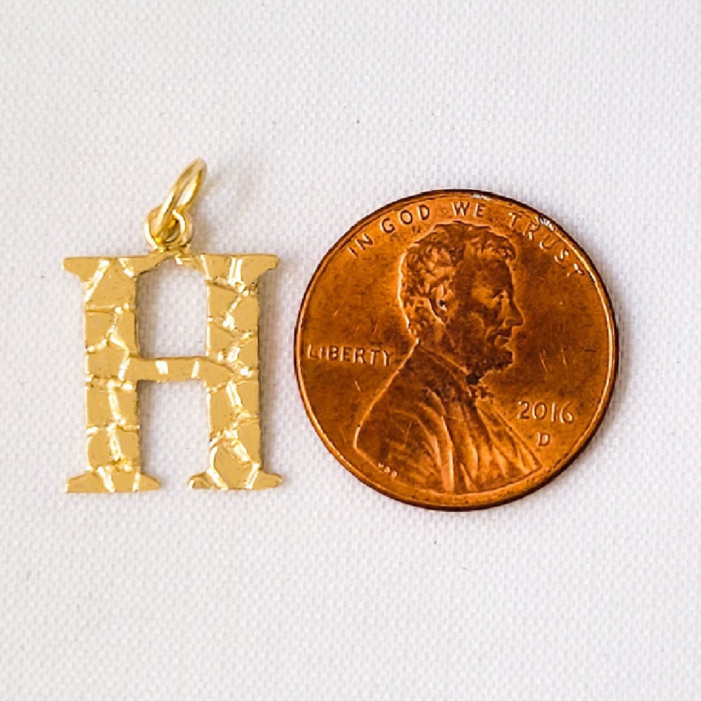 A to Z Any Any One 14K Yellow Gold Nugget Finish Letter Pendant Charm