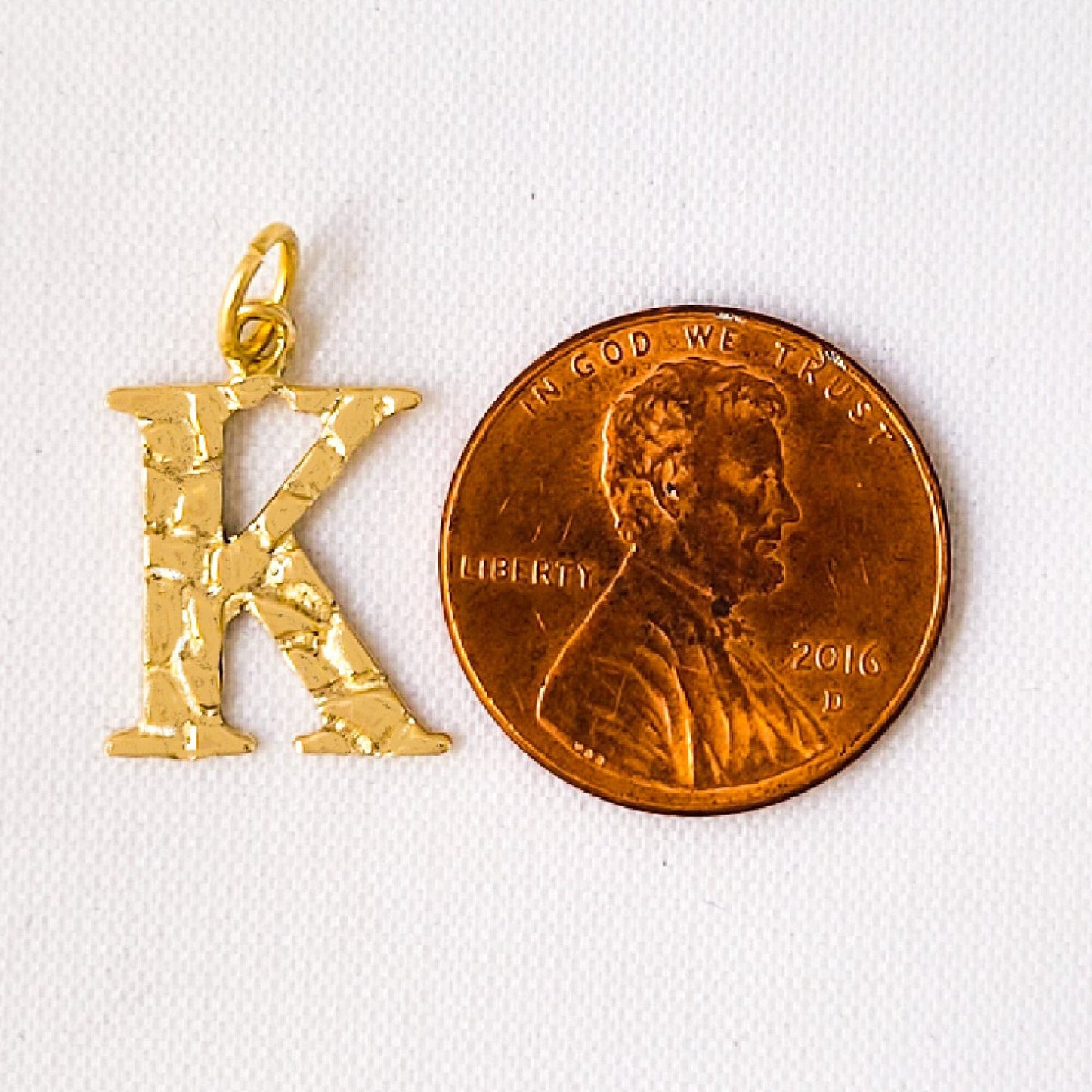 A to Z Any Any One 14K Yellow Gold Nugget Finish Letter Pendant Charm