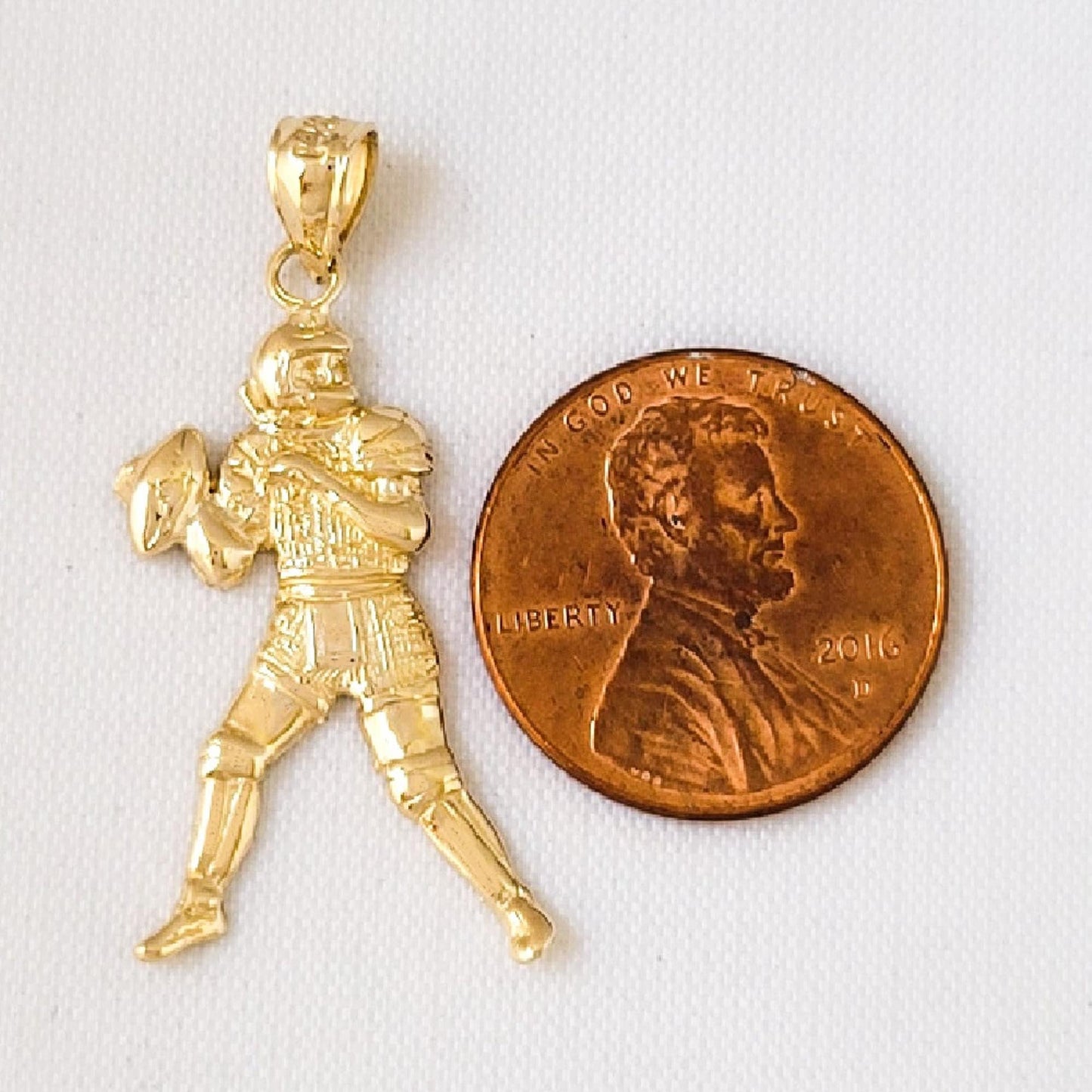 14K Yellow Gold Football Player Pendant