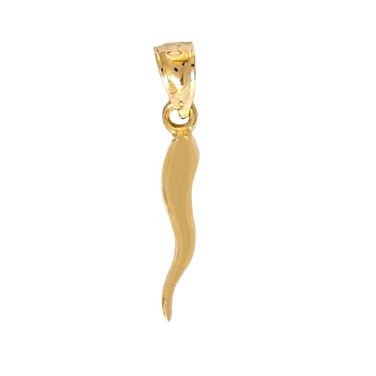 Small 14k Yellow Gold Horn 3D (3 Dimensional) Solid Pendant Charm