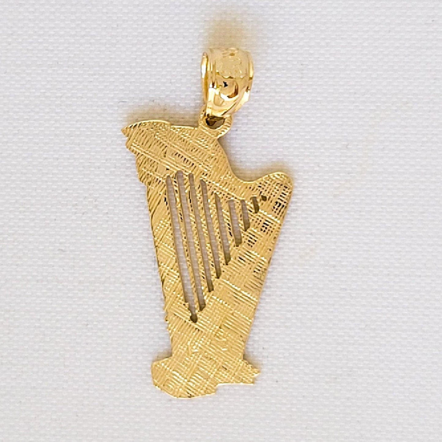14k Yellow Gold Musical Instrument Harp Pendant