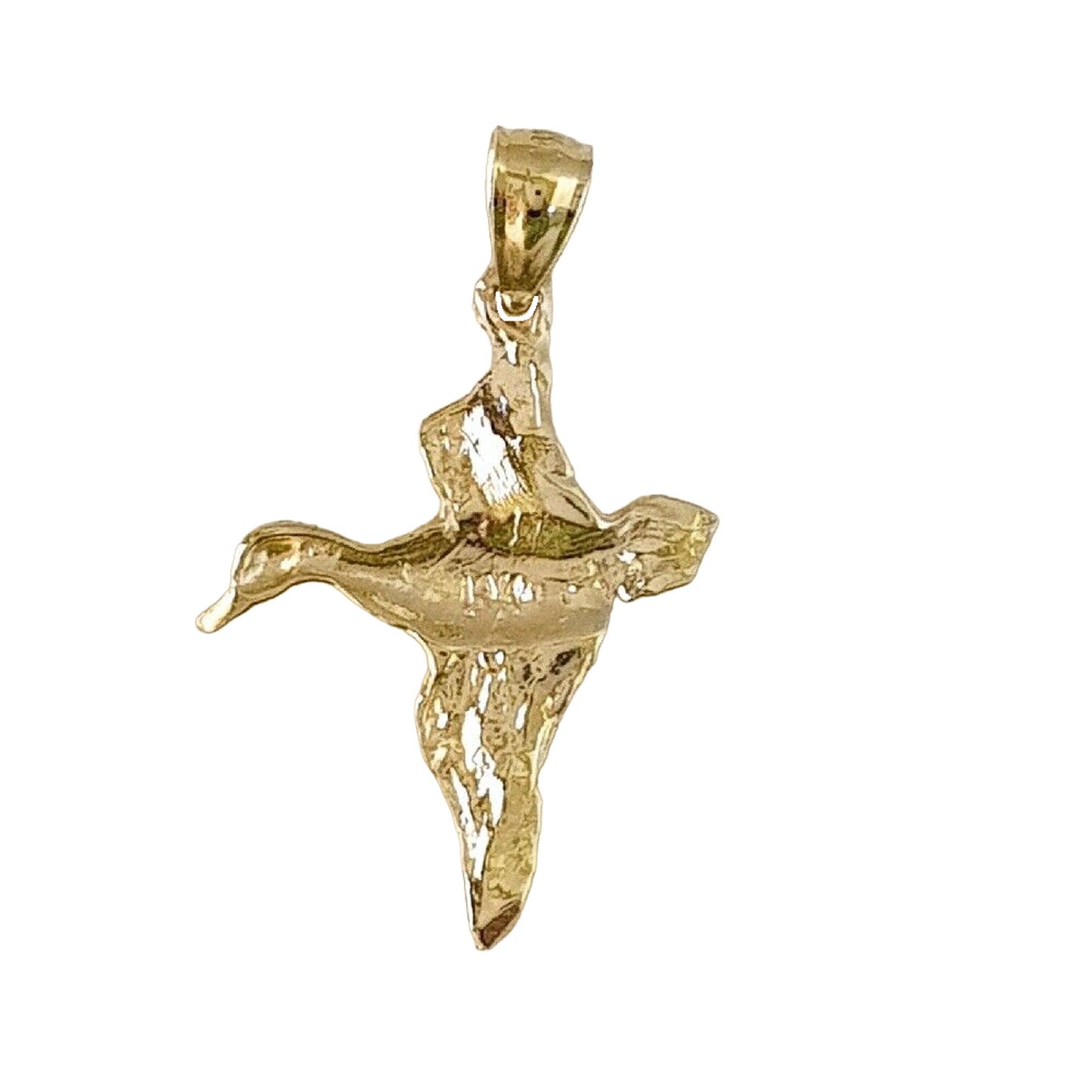 14K Yellow Gold Duck Mallard Waterfowl Bird Pendant