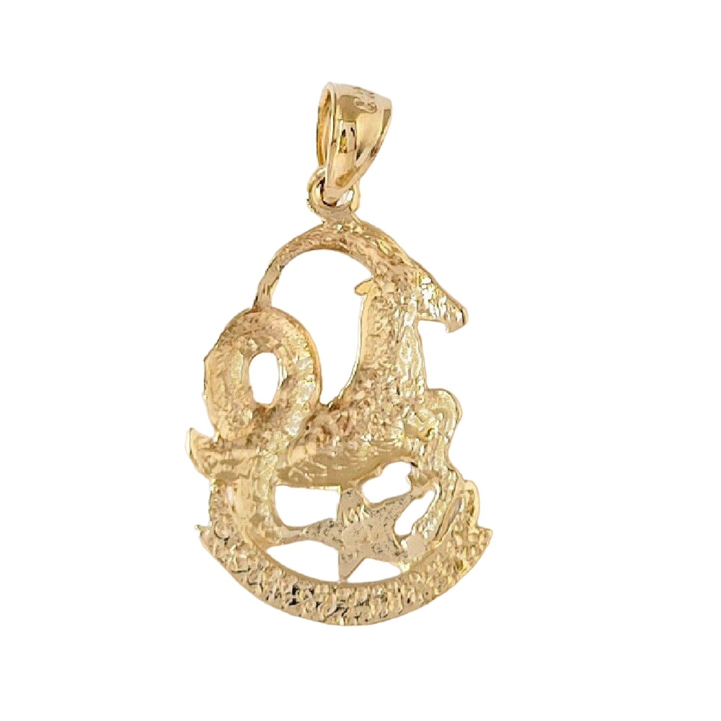 14K Yellow Gold Capricorn Sea Goat (12.22-01.19) Zodiac Pendant